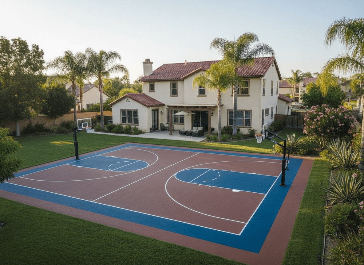 A sports court builder job seen in full